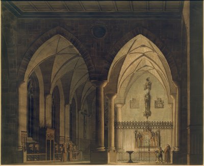 Interiér gotického kostela od Wilhelm Gail