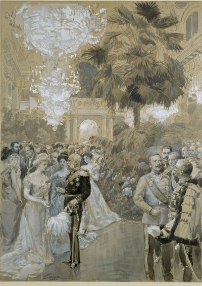 Dvorní ples ve vídeňském Hofburgu, městském paláci rakousko-uherských císařů ... od Wilhelm Gause