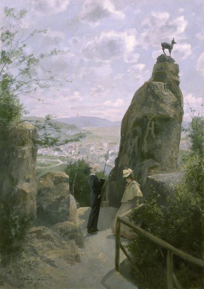 Gemse am Hirschensprung (Kamzík na jelením skoku) od Wilhelm Gause