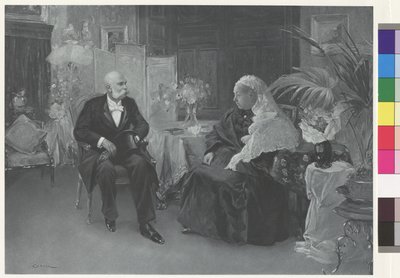 Královna Viktorie a císař František Josef v hotelu du Cimiez v Nice od Wilhelm Gause