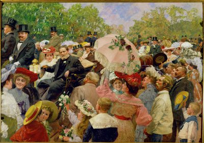 Starosta Vídně Karl Lueger jede ve svém kočáře během květinového korza ve vídeňském Prátru v ... od Wilhelm Gause