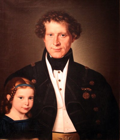 Hutní mistr Ferdinand Zimmermann se svou dcerou Marií} od Wilhelm Gottfried Bauer