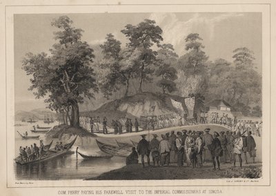 Com. Perry na rozlučkové návštěvě u císařských komisařů v Simoda, 1855 od Wilhelm Joseph Heine