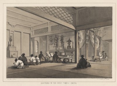 Pobožnosti ve Velkém chrámu, Simoda, 1855 od Wilhelm Joseph Heine