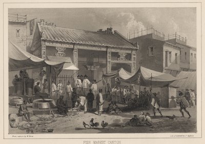 Rybí trh v Kantonu, 1855 od Wilhelm Joseph Heine