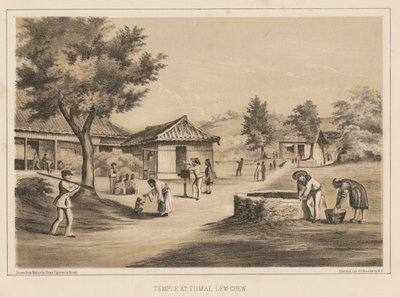 Chrám v Tumai, Lew Chew, 1855 od Wilhelm Joseph Heine
