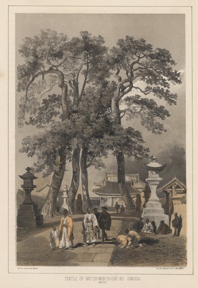 Chrám Hat-Chi-Man-Ya-Chu-Ro, Simoda (Sintoo), 1855 od Wilhelm Joseph Heine