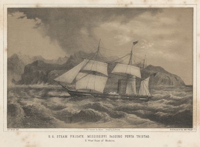 Americká parní fregata Mississippi proplouvá Punta Tristao, 1855 od Wilhelm Joseph Heine