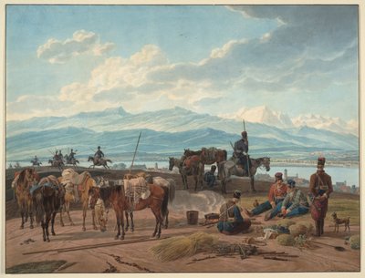 Zastavení ruských kozáků, 1804 od Wilhelm Kobell Ritter von