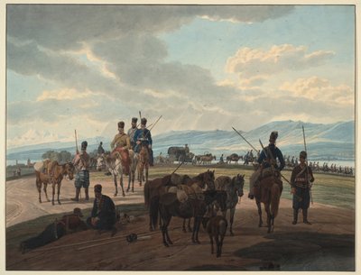 Ruští kozáci na pochodu, 1804 od Wilhelm Kobell Ritter von