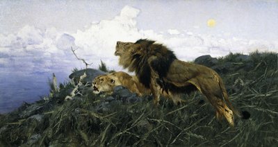 Lvi za soumraku, od Wilhelm Kuhnert