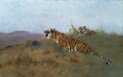 Tygři pronásledují svou kořist (malba) od Wilhelm Kuhnert