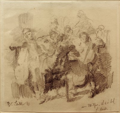 Design pro "Die Tischgesellschaft" s violoncellistou od Wilhelm Maria Hubertus Leibl