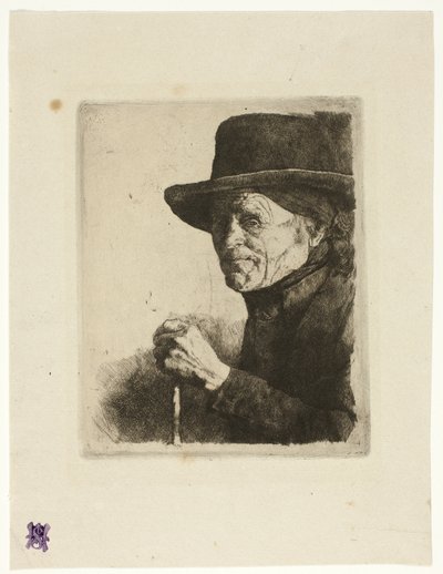 Starý muž s vycházkovou holí od Wilhelm Maria Hubertus Leibl