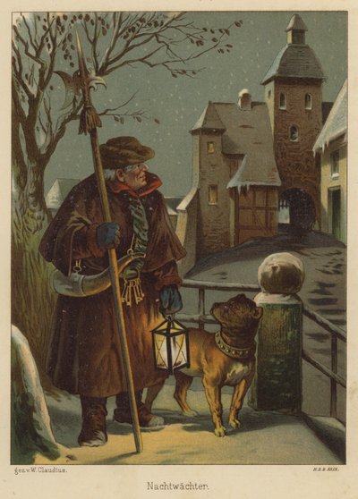 Noční hlídač (barevné lito) od Wilhelm Ludwig Heinrich Claudius