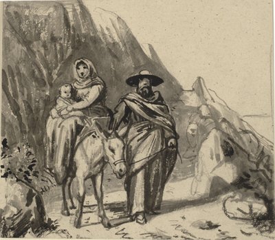 Svatá rodina, mezi skalami na cestě do Egypta od Wilhelm Marstrand