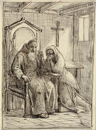 Zděšený zpovědník od Wilhelm Marstrand