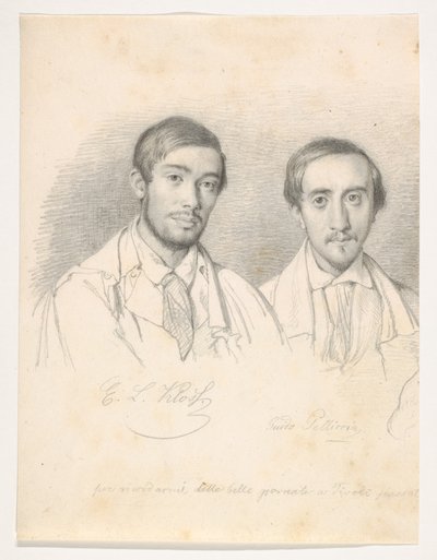 Dvojportrét umělců E. F. Klosse a G. Pellicii od Wilhelm Marstrand