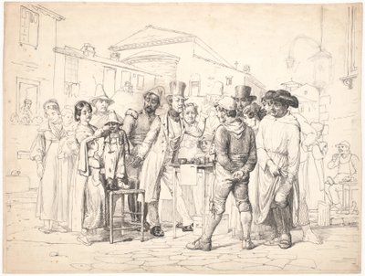 Šarlatán prodává lesklou černou, Řím od Wilhelm Marstrand