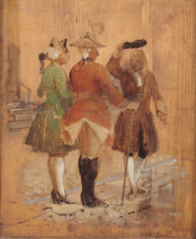 Holberg jde z cesty Jacobu von Thyboe a Jean de France od Wilhelm Marstrand