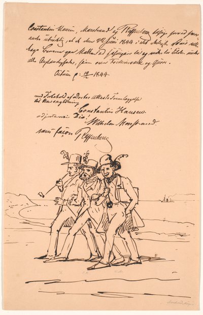 Marstrand, Constantin Hansen a Raffenberg na procházce od Wilhelm Marstrand