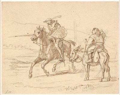Zatímco Sancho přihlíží, Don Quijote zaútočí od Wilhelm Marstrand