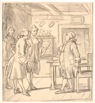 Gratulační návštěva radních. (Politický džbán) od Wilhelm Marstrand