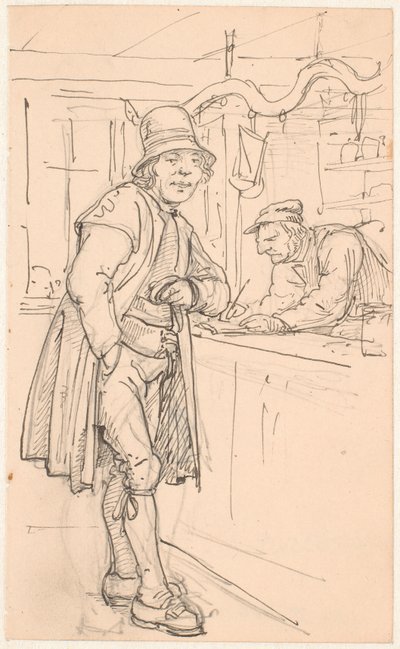 Švédský rolník v obchodě s potravinami od Wilhelm Marstrand
