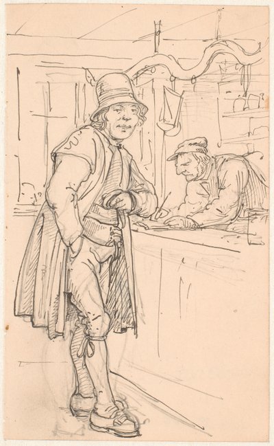 Švédský rolník v obchodě s potravinami od Wilhelm Marstrand