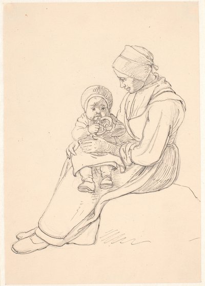 Švédská dívka s dítětem na klíně od Wilhelm Marstrand