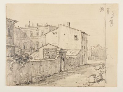 Vicolo delle Colonette di Barberini a Thorvaldsenovy malé ateliéry před Palazzo Barberini od Wilhelm Marstrand