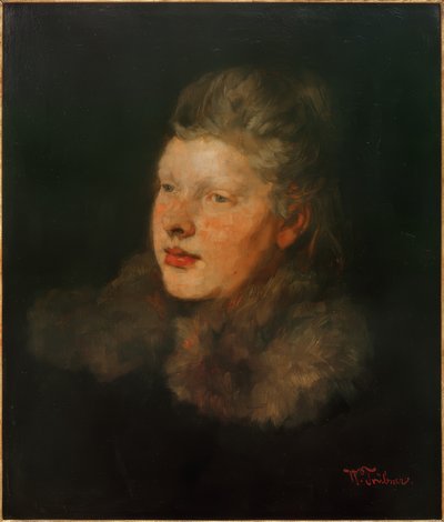 Blondýna s kožešinou od Wilhelm Trübner