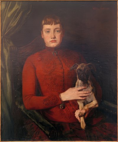 Dáma se štěnětem od Wilhelm Trübner