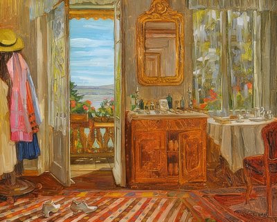 Interiér u Starnberger See. 1912 od Wilhelm Trübner