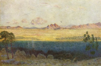 Modrý stín, pohled od Rhodesova památníku (barevná litografie) od Wilhelm Westhofen