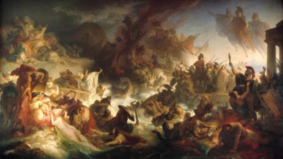 Námořní bitva u Salamíny 480 př.n.l Chr. od Wilhelm von Kaulbach