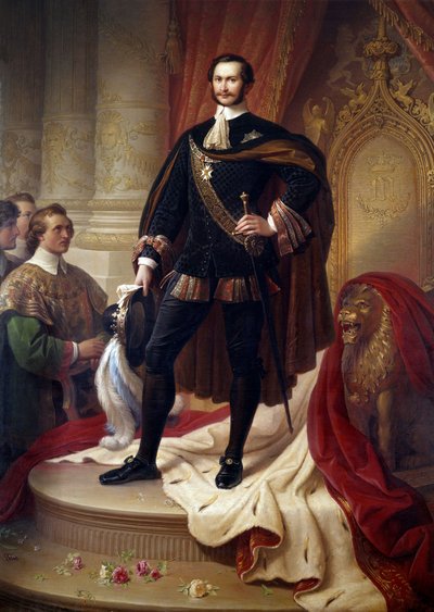 Portrét u nohou Maxmiliána II. Josefa (1811-1864), krále Baviere Obraz od Wilhema von Kaulbach (1805-1874) od Wilhelm von Kaulbach