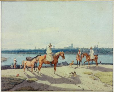 Jezdci na břehu Isaru před Mnichovem od Wilhelm von Kobell