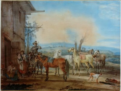 Jezdec před hospodou od Wilhelm von Kobell
