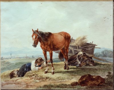 Spící farmářský chlapec s koněm od Wilhelm von Kobell