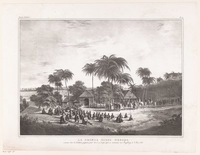 Aankomst van Prins Diepo Black in MagelangLe Prince Diepo Black (název na objektu)Atlas Memoirs of the War on the Island of Java 1825 to 1830 (název série) od Wilhelmus van Groenewoud