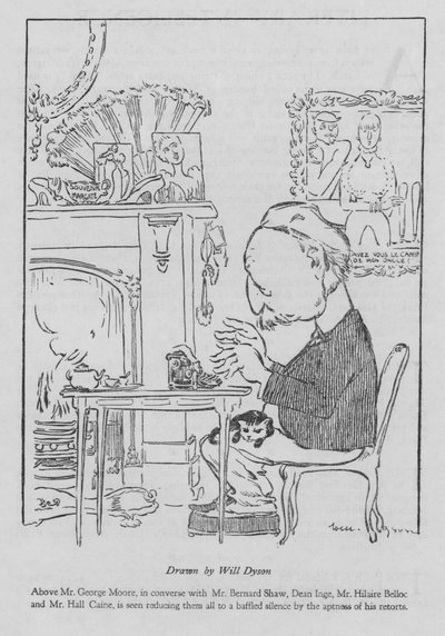 George Moore, irský autor, pracující na svém psacím stroji (litho) od Will Dyson