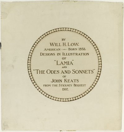Titulní strana knihy "Ódy a sonety Johna Keatse" od Will Hicock Low
