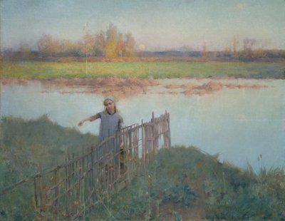 Západ slunce v Grezu od Willard Leroy Metcalf