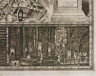 Solné doly ve Wieliczce u Krakova produkovaly zhruba třetinu příjmů polských králů... (rytina) od Willem (c.1597 1660) Hondius