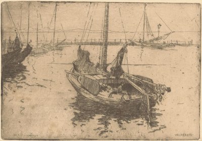 Čluny v přístavu Volendam od Willem Adrianus Grondhout (signed by artist)