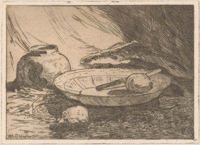 Zátiší s hrncem a miskou od Willem Adrianus Grondhout (signed by artist)
