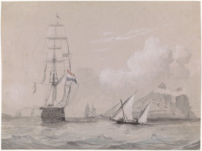 Nizozemská plachetnice u pobřeží Gibraltaru od Willem Anthonie van Deventer
