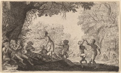Bacchanal s tančícím párem vpravo od Willem Basse
