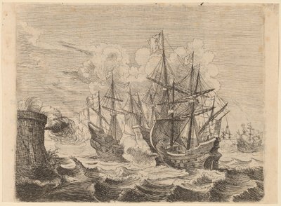 Heemskerckovo vítězství nad španělskou flotilou na Gibraltaru od Willem Basse